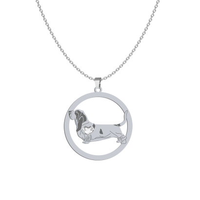 Silver Basset engraved necklace with a heart - MEJK Jewellery