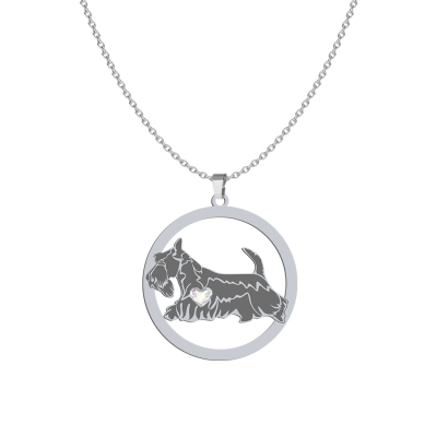 Naszyjnik z sercem psem Scottish Terrier srebro GRAWER GRATIS - MEJK Jewellery
