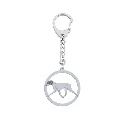 Silver Japanese Terrier engraved keyring - MEJK Jewellery