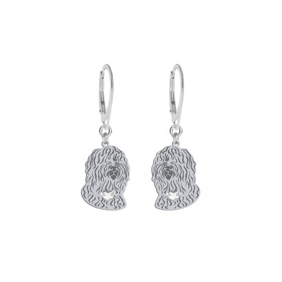 Silver Barbet engraved earrings with a heart - MEJK Jewellery