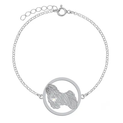 Silver Havanese bracelet with a heart, FREE ENGRAVING - MEJK Jewellery