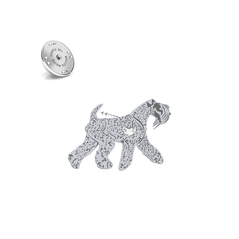 Wpinka z psem Kerry Blue Terrier srebro - MEJK Jewellery