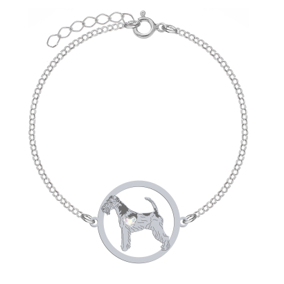 Silver Wire Fox Terrier bracelet, FREE ENGRAVING - MEJK Jewellery