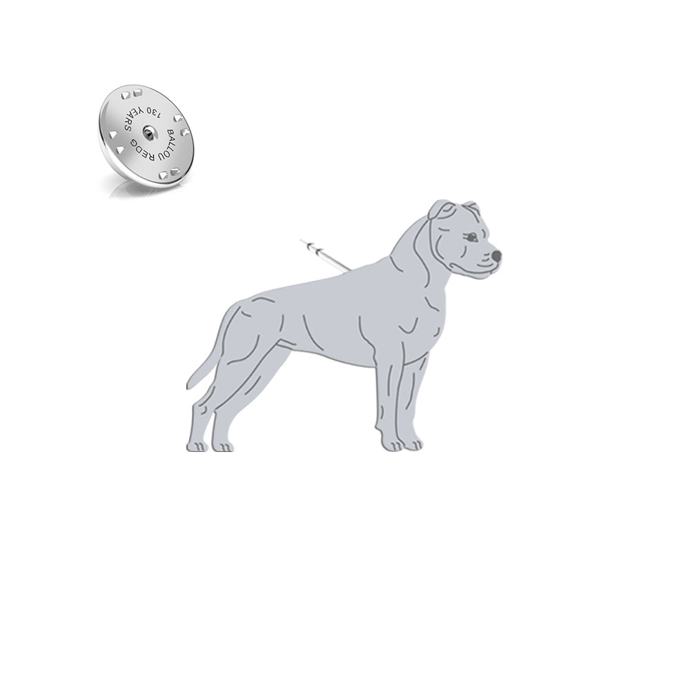 Wpinka Amstaff American Staffordshire Terrier srebro - MEJK Jewellery