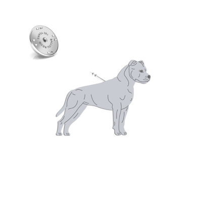 Wpinka z psem American Staffordshire Terrier -Amstaff srebro - MEJK Jewellery