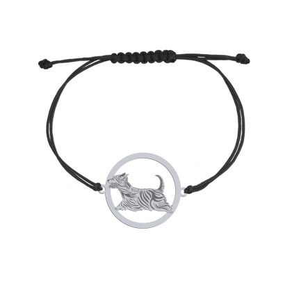 Bransoletka z psem Australian Silky Terrier srebro sznurek GRAWER GRATIS - MEJK Jewellery