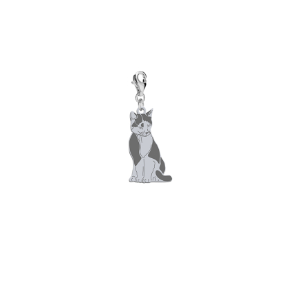 Charms z Kotem Domowym TUXEDO CAT srebro GRAWER GRATIS - MEJK Jewellery