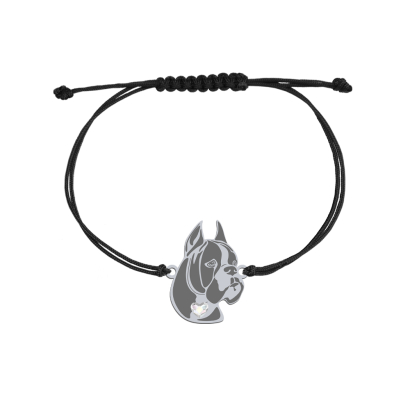Silver German Boxer string bracelet, FREE ENGRAVING - MEJK Jewellery