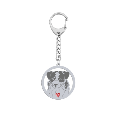 Brelok z sercem psem Miniaturowy Owczarek Amerykański srebro GRAWER GRATIS - MEJK Jewellery