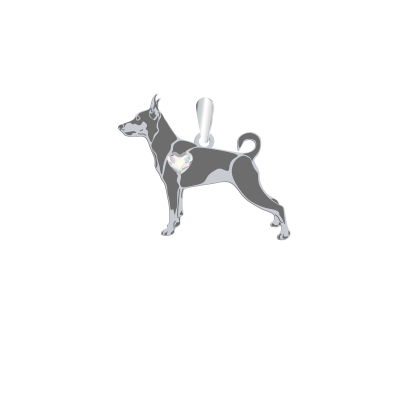 Silver Miniature Pinscher pendant with a heart, FREE ENGRAVING - MEJK Jewellery
