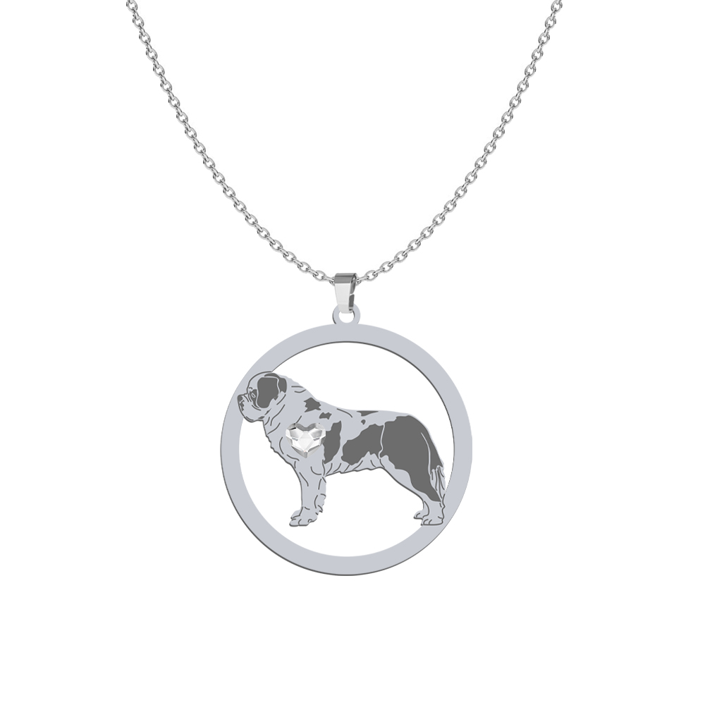 Silver Saint Bernard necklace with a heart - MEJK Jewellery
