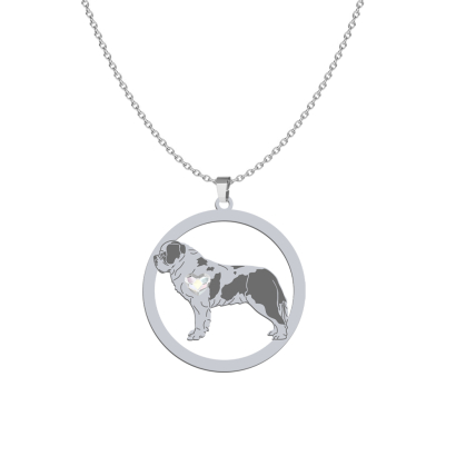 Silver Saint Bernard necklace with a heart - MEJK Jewellery