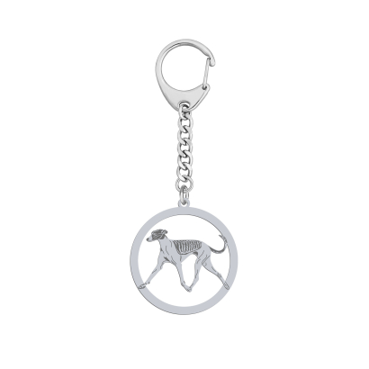 Silver Hungarian Greyhound engraved keyring - MEJK Jewellery