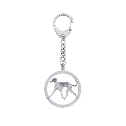 Silver Hungarian Greyhound engraved keyring - MEJK Jewellery