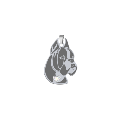 Silver German Boxer pendant with a heart, FREE ENGRAVING - MEJK Jewellery