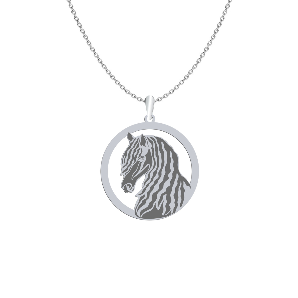 Silver Friesian Horse necklace, FREE ENGRAVING - MEJK Jewellery