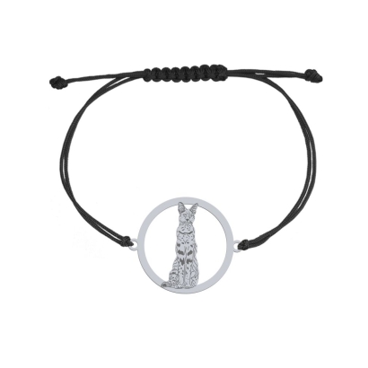 Srebrna bransoletka Serwal Afrykański sznurek GRAWER GRATIS - MEJK Jewellery