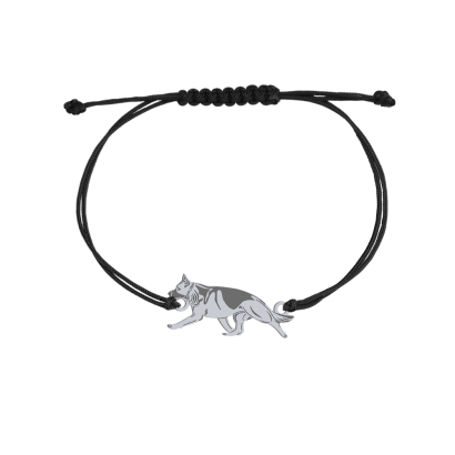 Silver German Shepherd string bracelet, FREE ENGRAVING - MEJK Jewellery