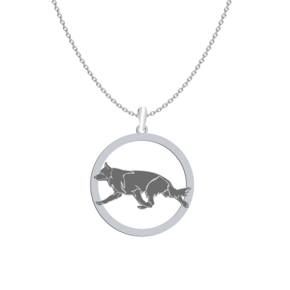 Silver Black German Shepherd necklace, FREE ENGRAVING - MEJK Jewellery