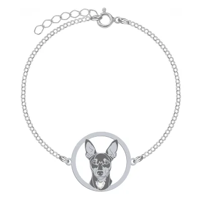 Silver Miniature Pinscher bracelet, FREE ENGRAVING - MEJK Jewellery