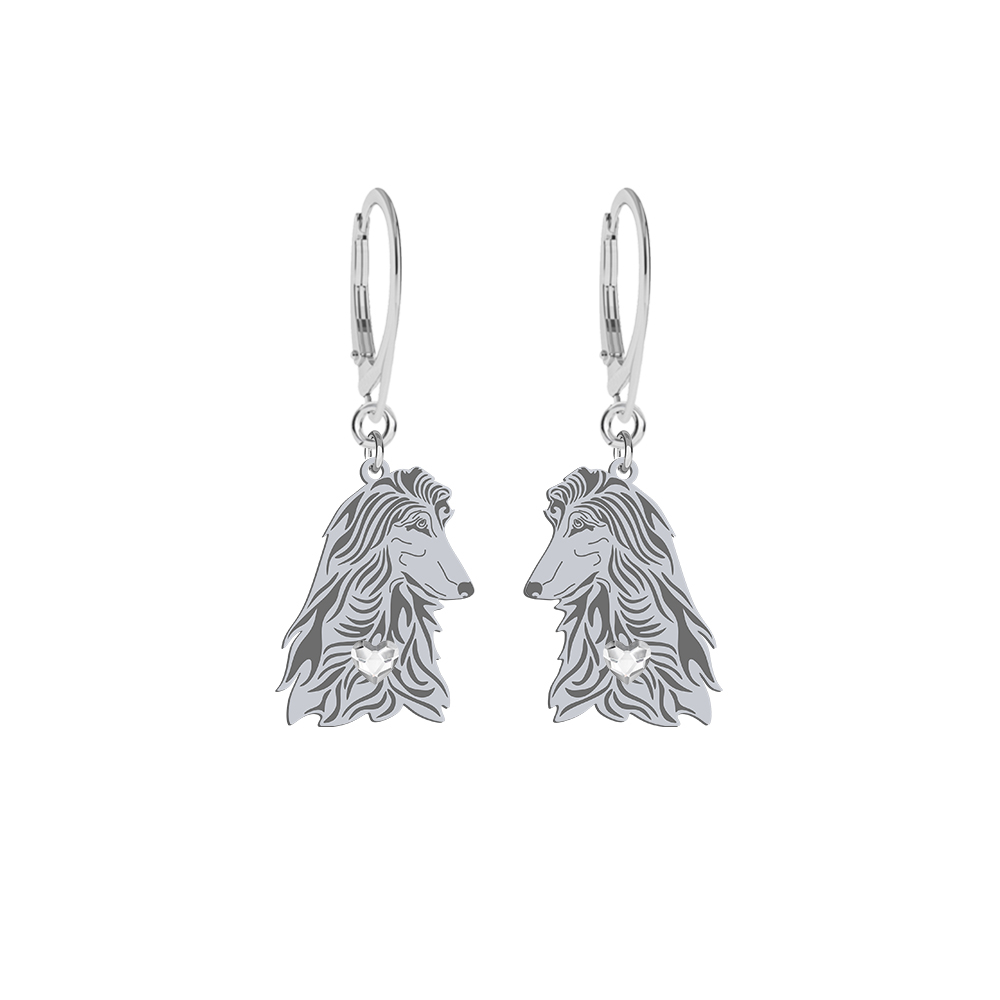 Silver Afghan Hound earrings, FREE ENGRAVING - MEJK Jewellery