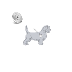 Silver Petit Basset Griffon Vendéen jewellery pin with a heart - MEJK Jewellery