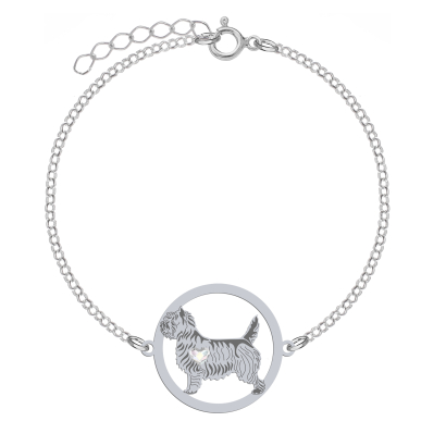 Silver Cairn Terrier bracelet with a heart, FREE ENGRAVING - MEJK Jewellery