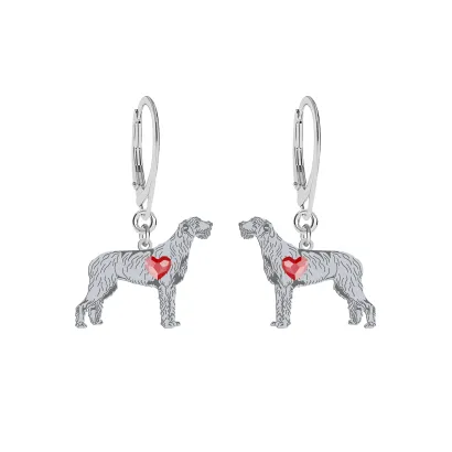 Silver Irish Wolfhound  engraved earrings - MEJK Jewellery