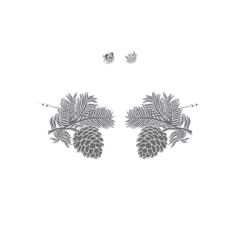 Silver earrings with pine cones - MEJK Jewellery
