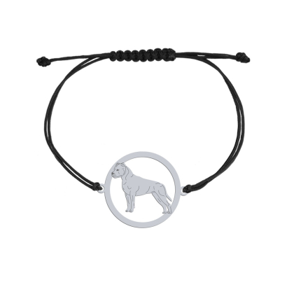 Silver American Staffordshire Terrier-Amstaff engraved string bracelet - MEJK Jewellery