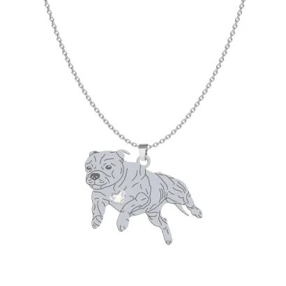 Silver Staffordshire Bull Terrier necklace, FREE ENGRAVING - MEJK Jewellery