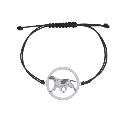 Bransoletka z psem Springer Spaniel srebro sznurek GRAWER GRATIS - MEJK Jewellery