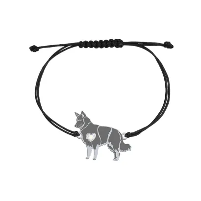 Silver Chodský pes string bracelet with a heart, FREE ENGRAVING - MEJK Jewellery