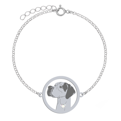 Silver Pointer bracelet with a heart, FREE ENGRAVING - MEJK Jewellery