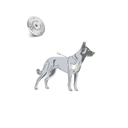 Silver Malinois pin with a heart - MEJK Jewellery