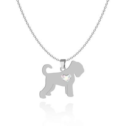 Silver Black Russian Terrier engraved necklace with a heart - MEJK Jewellery