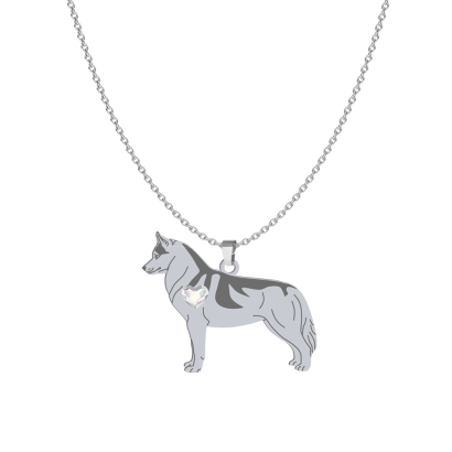 Naszyjnik z psem Siberian Husky srebro GRAWER GRATIS - MEJK Jewellery