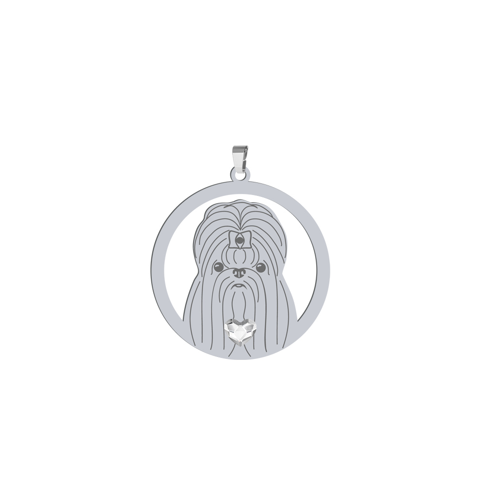 Shih tzu pendant with a heart, FREE ENGRAVING - MEJK Jewellery