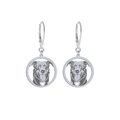 Silver Beauceron earrings with a heart, FREE ENGRAVING - MEJK Jewellery