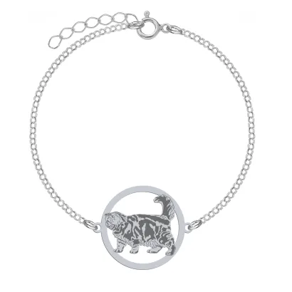 Silver Exotic Shorthair Cat bracelet, FREE ENGRAVING - MEJK Jewellery