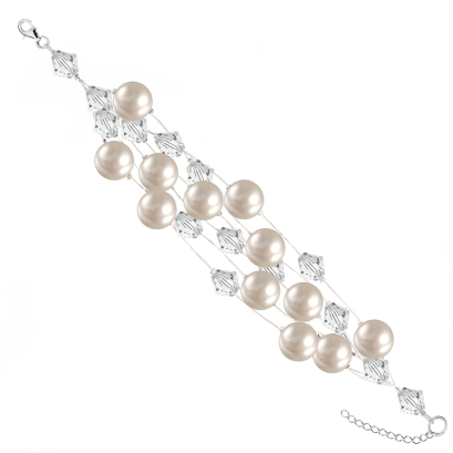 Bransoletka Biżuteria Ślubna z perłami kryształami srebro