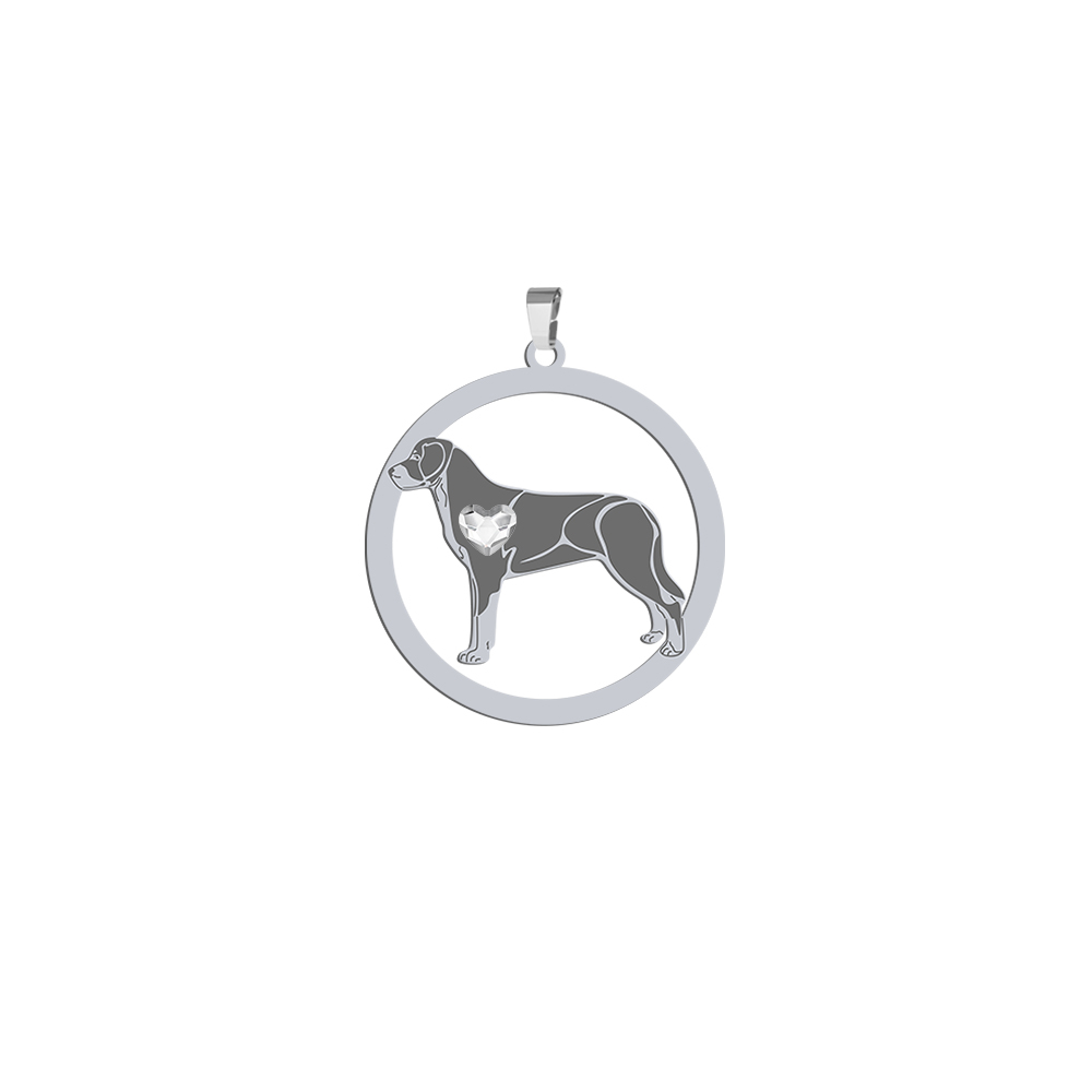 Silver Greater Swiss Mountain Dog engraved pendant with a heart - MEJK Jewellery