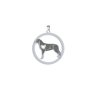 Silver Greater Swiss Mountain Dog engraved pendant with a heart - MEJK Jewellery
