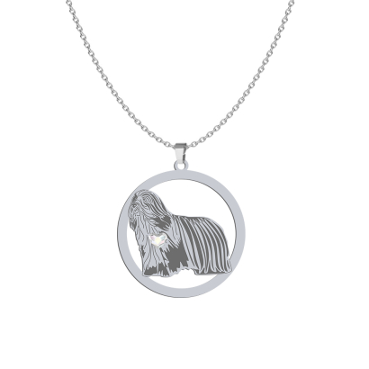 Silver Bearded Collie engraved necklace - MEJK Jewellery
