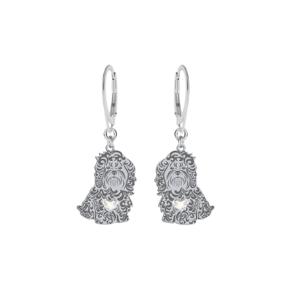 Silver Russian Tsvetnaya Bolonka earrings with a heart, FREE ENGRAVING - MEJK Jewellery
