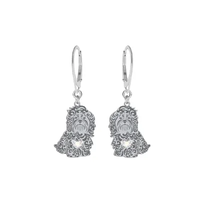 Silver Russian Tsvetnaya Bolonka earrings with a heart, FREE ENGRAVING - MEJK Jewellery