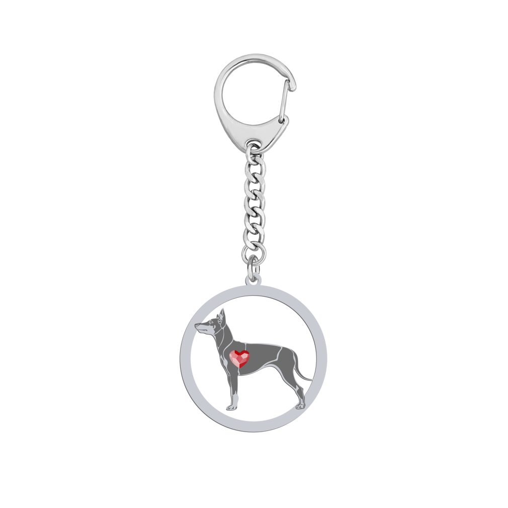 Silver English Toy Terrier engraved keyring - MEJK Jewellery