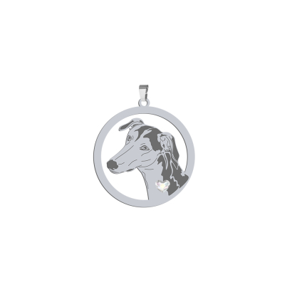 Silver Polish Greyhound pendant with a heart, FREE ENGRAVING - MEJK Jewellery