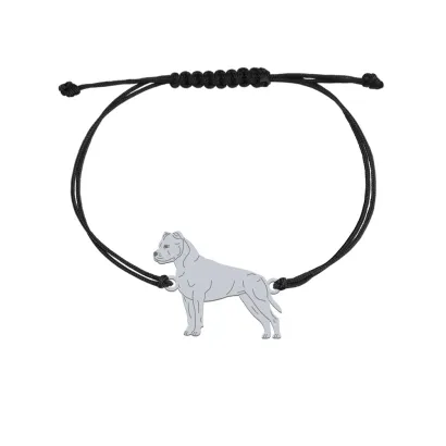 Silver American Staffordshire Terrier-Amstaff engraved string bracelet - MEJK Jewellery