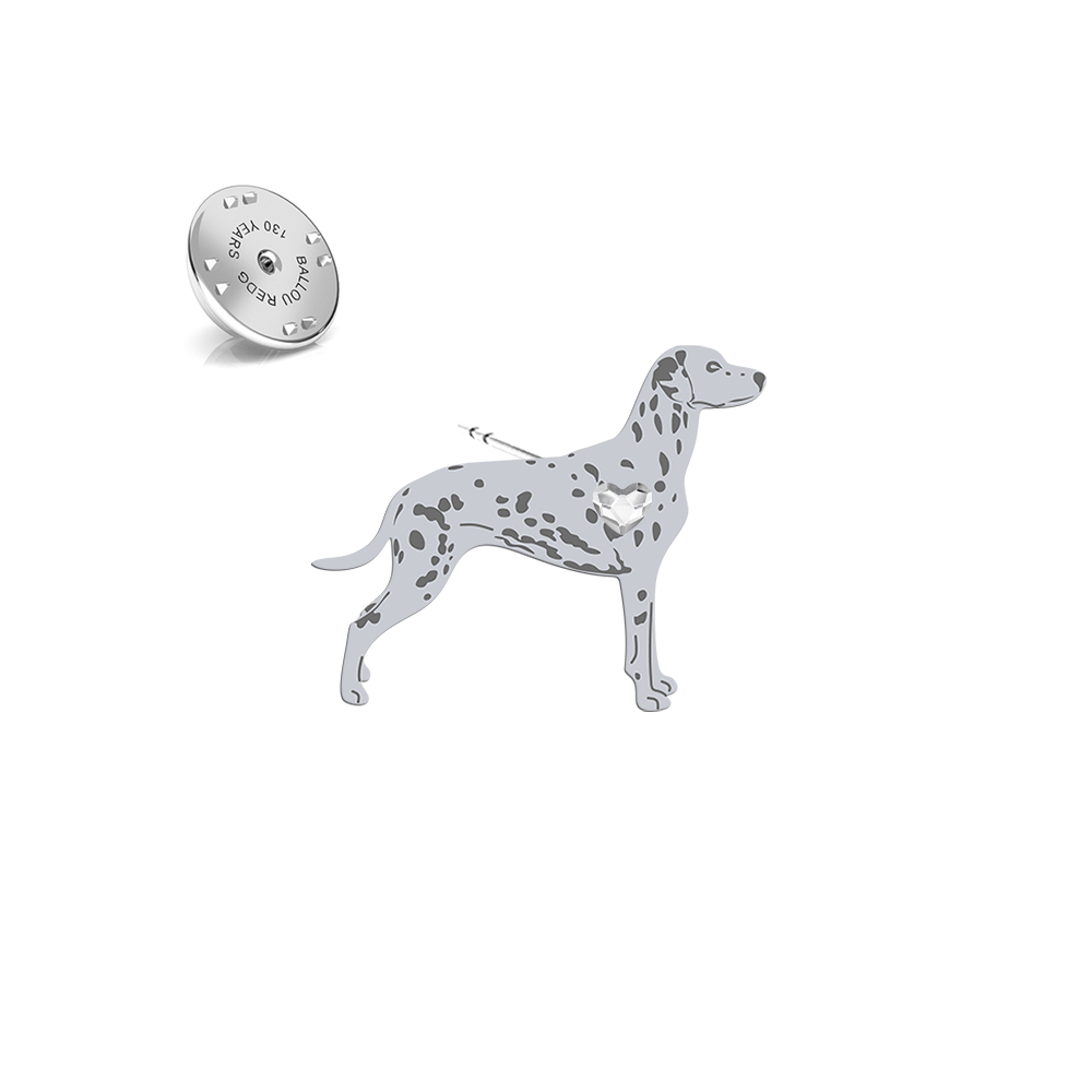 Silver Dalmatian pin with a heart - MEJK Jewellery